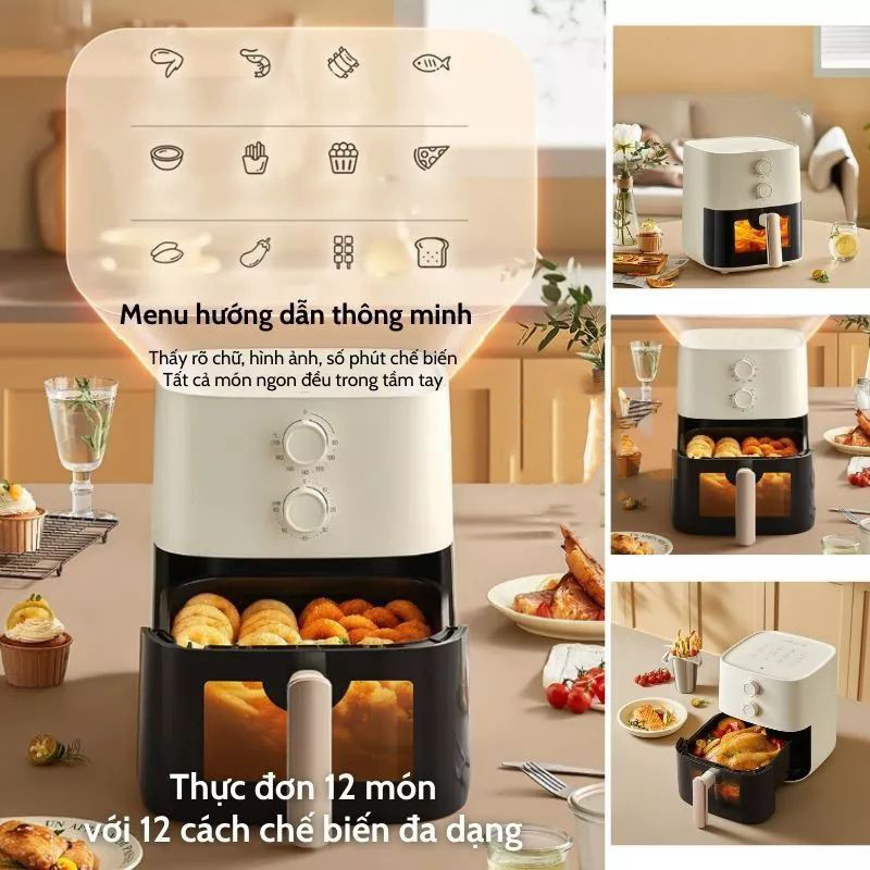 Nồi Chiên Không Dầu Bear QZG-J15M1 (AF-4H15K) 1500W, Dung Tích 5L | Hàng Chính Hãng BH 18 Tháng