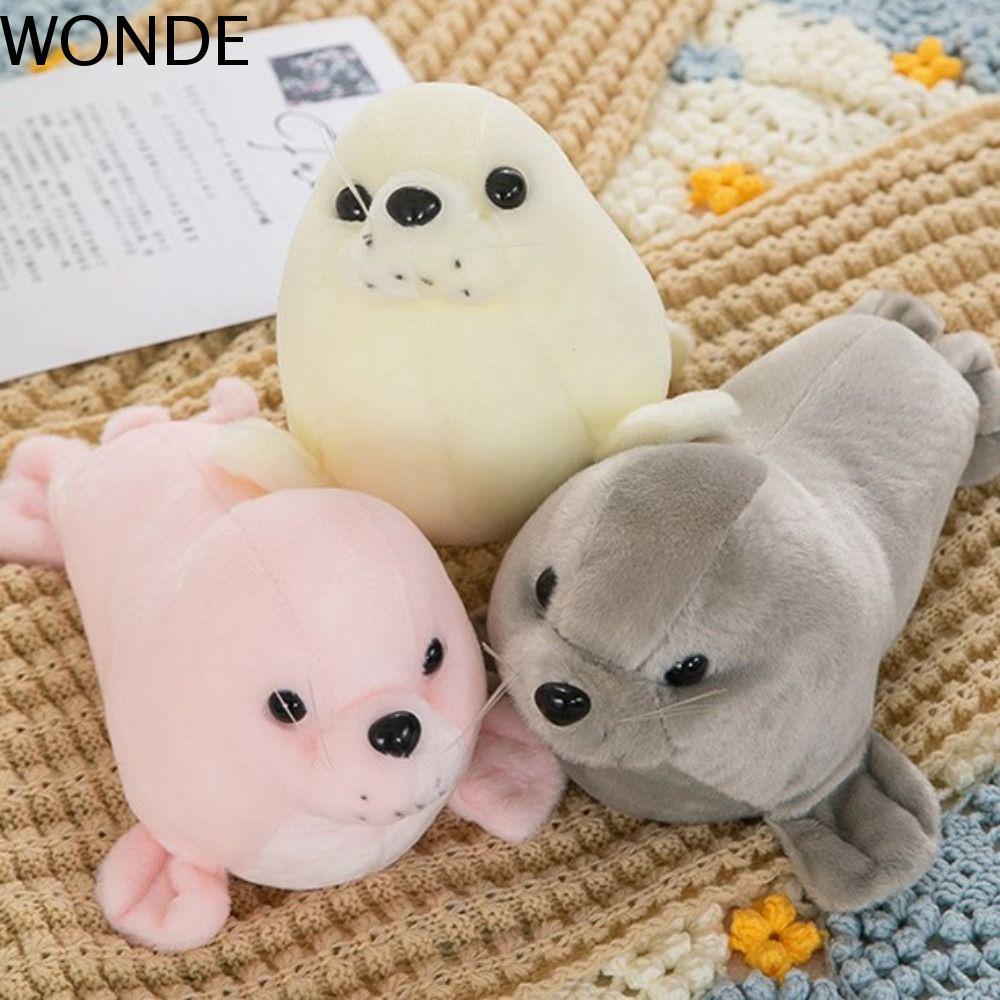 WONDE Seal Búp bê sang trọng, Gối động vật Fluffy Seal Đồ chơi nhồi bông sang trọng, Lông thú thời t