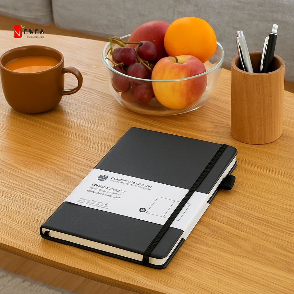 NEWEARTH LIMIT A5 Notebook, Tie-strap Premium Journal Notebook, Agenda Bookmark Ribbon Back Pocket B