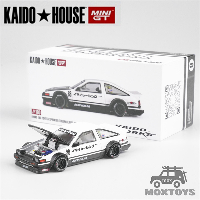 Kaido House x MINI GT 1: 64 Sprinter Trueno Kaido Works AE86 BlackWhite Diecast Model Car