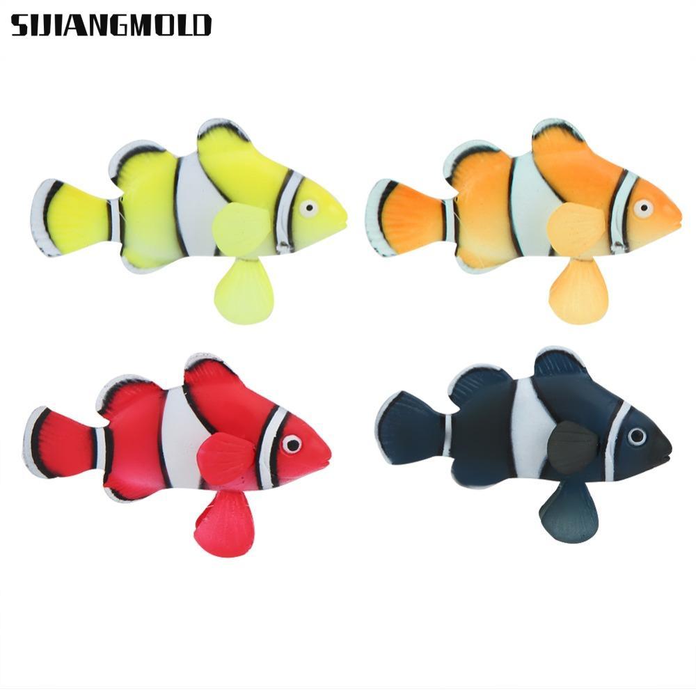 SIJIANGGMLD 4 Bộ Cá Hề Bionic, Silicone Tính Năng Dạ Quang Silicone Cá Bionic, Phát Sáng Nhiều Màu S