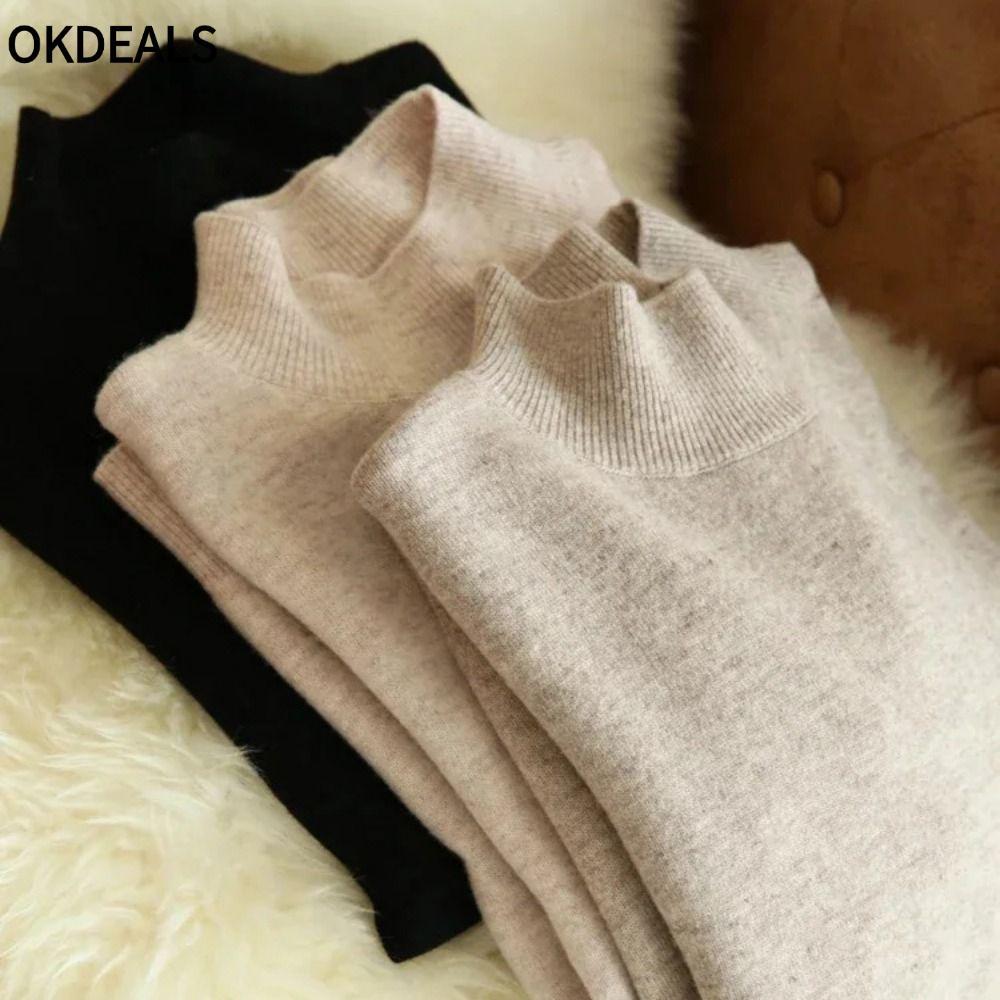 Áo Len Đáy Sang Trọng Cổ Rùa, Tay Dài, Mềm Mại Và Ấm Áp Cho Femmes