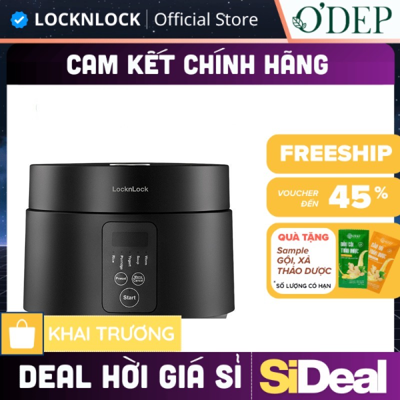 Nồi cơm điện tử LocknLock mini 1.2L Chính hãng, có xửng hấp lòng nồi 5 lớp chống dính 500W, giữ ấm 24h - SIDEAL SIA