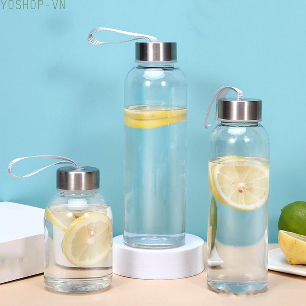 [Ysp]Sports Water Bottle Water Cup Transparent Travel Cup Stainless Steel Lid