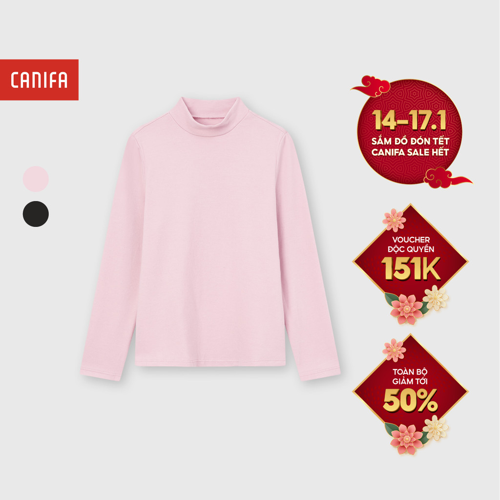 Áo giữ nhiệt bé gái CANIFA dài tay cổ 3p 1IT25W003
