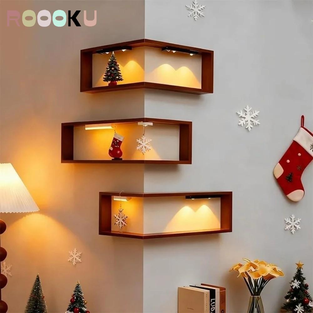 Kệ sách góc ROOOKU, Kệ nổi Kệ treo tường góc 90 độ, Kệ trưng bày bằng gỗ treo tường tiết kiệm không 