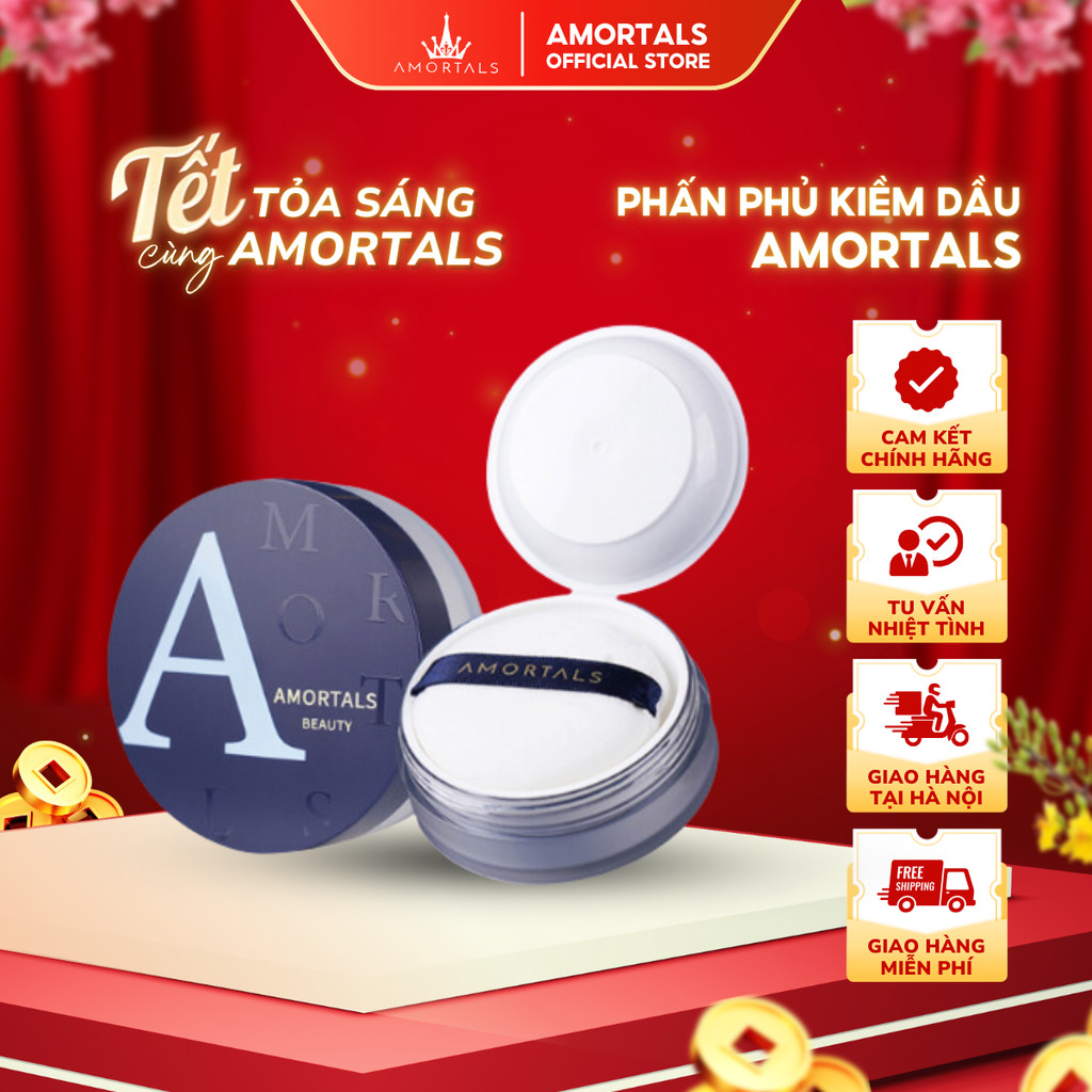 Phấn Phủ Kiềm Dầu AMORTALS Chống Thấm Nước Kiểm Soát Dầu Lâu Trôi Với Nhiều Phong Cách Tùy Chọn