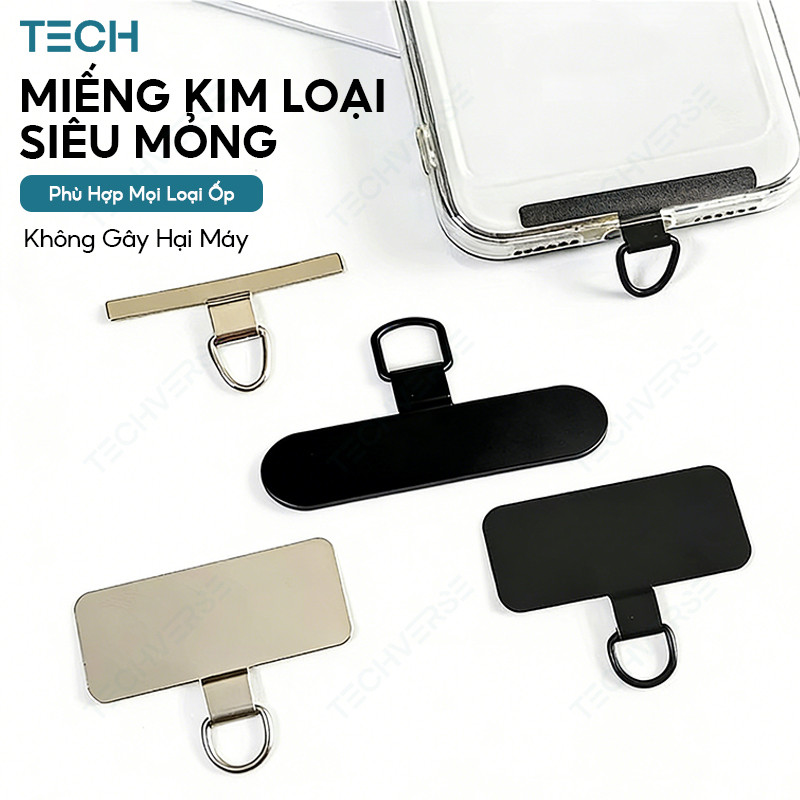Miếng Kẹp Kim Loại Treo Dây Điện Thoại Siêu Mỏng Chống Rơi Chống Thất Lạc Không Ảnh Hưởng Sạc