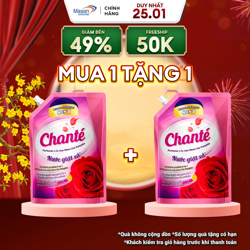 [Chọn loại] Combo 2 Túi Nước Giặt Xả Chanté Cao Cấp 8 Trong 1