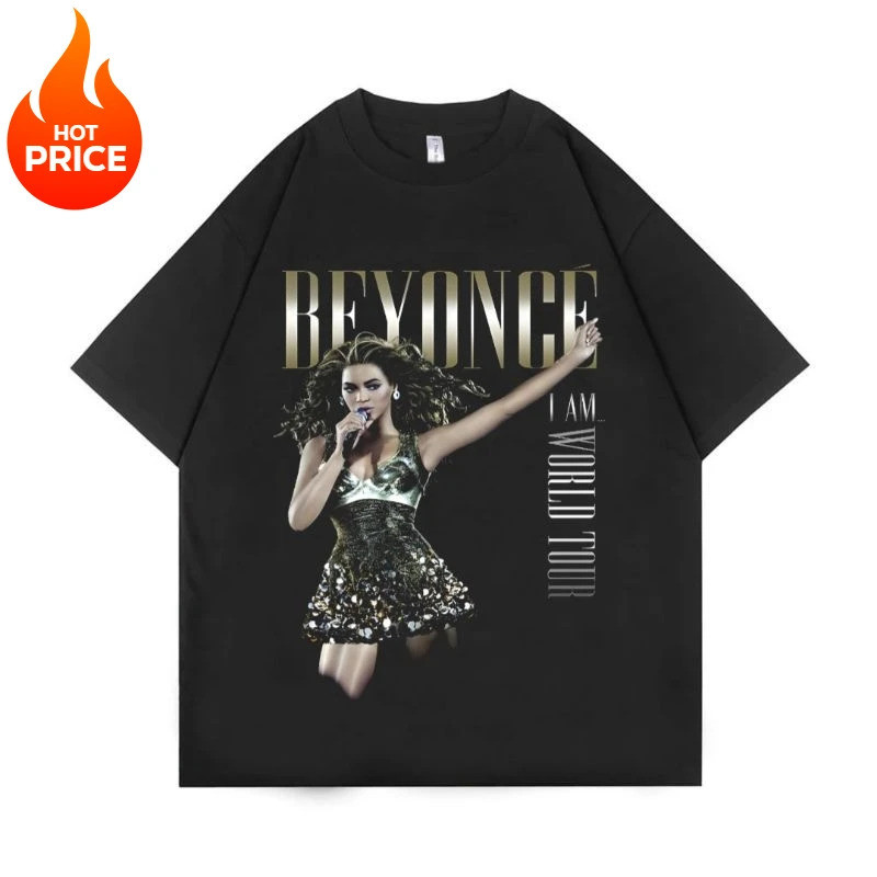Mới Áo Thun Nam KAOS BEYONCE Diễn Viên Ca Sĩ Ban Nhạc Tay Ngắn Retro Thời Trang Unisex Áo Sơ Mi