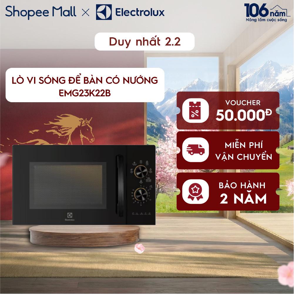 Lò vi sóng để bàn tích hợp nướng đối lưu Electrolux 23L UltimateTaste 300-EMG23K22B