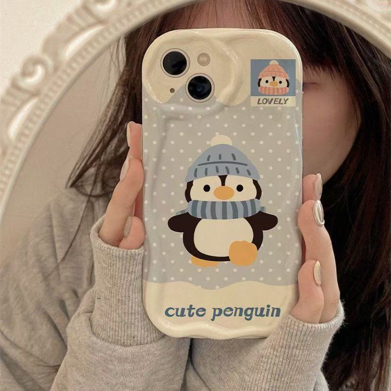ốp lưng IPhone 17 16 14 11 12 13 15 7 8 Plus PRO MAX XR XS ốp điện thoại Vỏ kem Cartoon Penguin CE19
