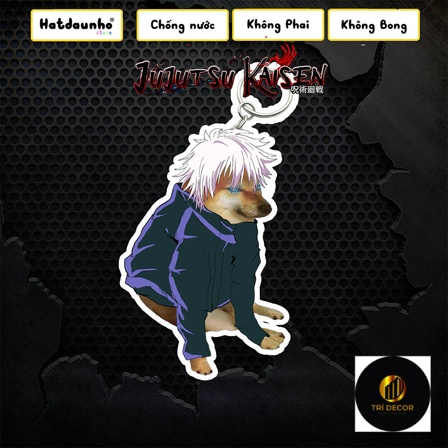 Móc khóa cheems meme hình nhân vật cheems Gojo, móc khóa dễ thương, móc khóa jujutsukaisen hài hước,