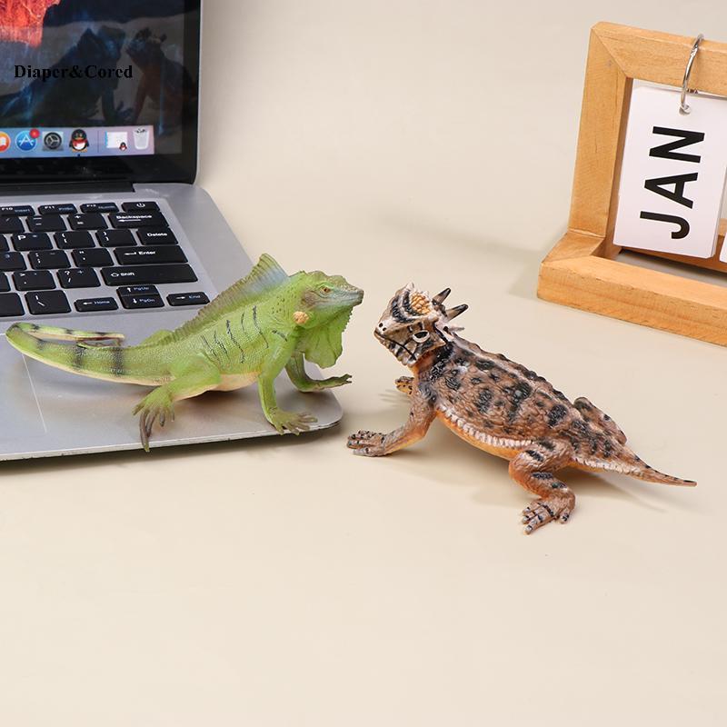 DIAPER & CORED Sừng Thằn Lằn Xanh Iguana Hình Để Bàn Đồ Trang Trí Đồ Chơi Giáo Dục Cho Bé Trai Bé Gá