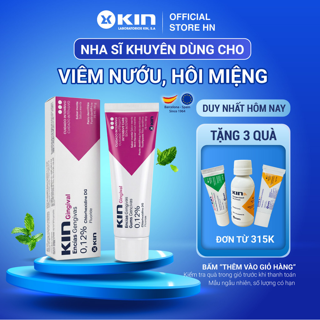 Kem Đánh Răng Kin Gingival Dùng Cho Chảy Máu Chân Răng, Hôi Miệng, Viêm Lợi, Sâu Răng 75ml