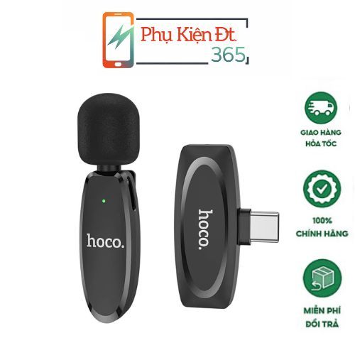 Mic thu âm cài áo Hoco L15 nhỏ gọn bắt âm và lọc tốt chân cắm Type C- Lightning