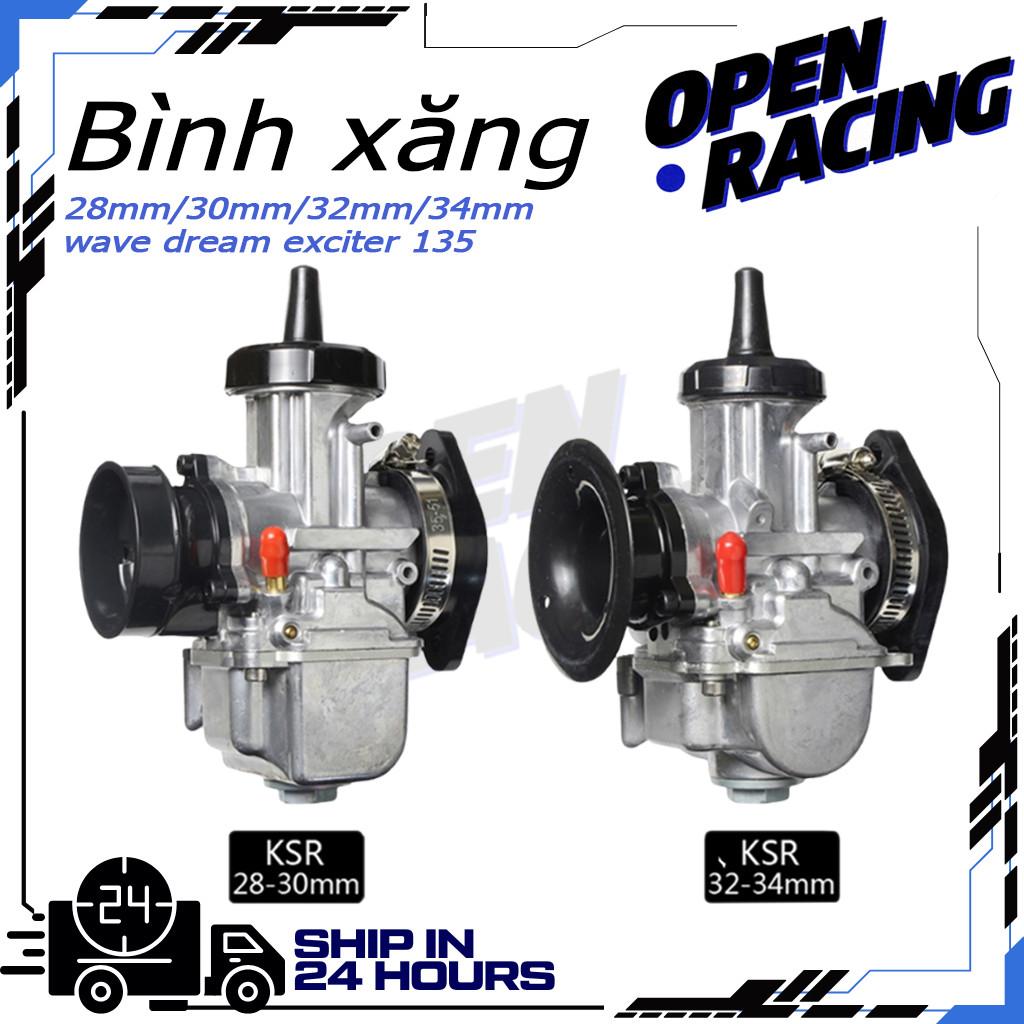 Bình xăng Con nắp chao daytona KSR Koso Ga dẹp họng 28mm / 30mm / 32mm / 34mm wave dream exciter 135