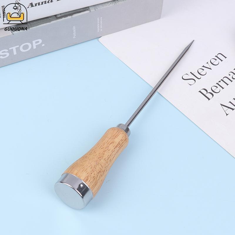 GUOUQNA Ice Pi Ice Icing Breaker Tay cầm bằng gỗ Thép không gỉ Ice Pi Punch Crusher Cotail Sti Fruit