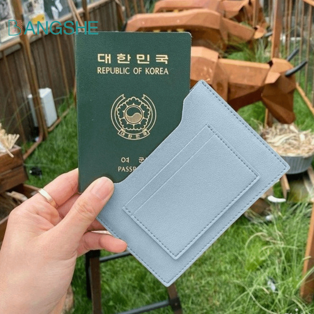 Hộp đựng thẻ BANGSHE, Vỏ hộ chiếu Check-in máy bay bằng da PU, Kẹp hộ chiếu đơn giản Màu trơn Thư mụ