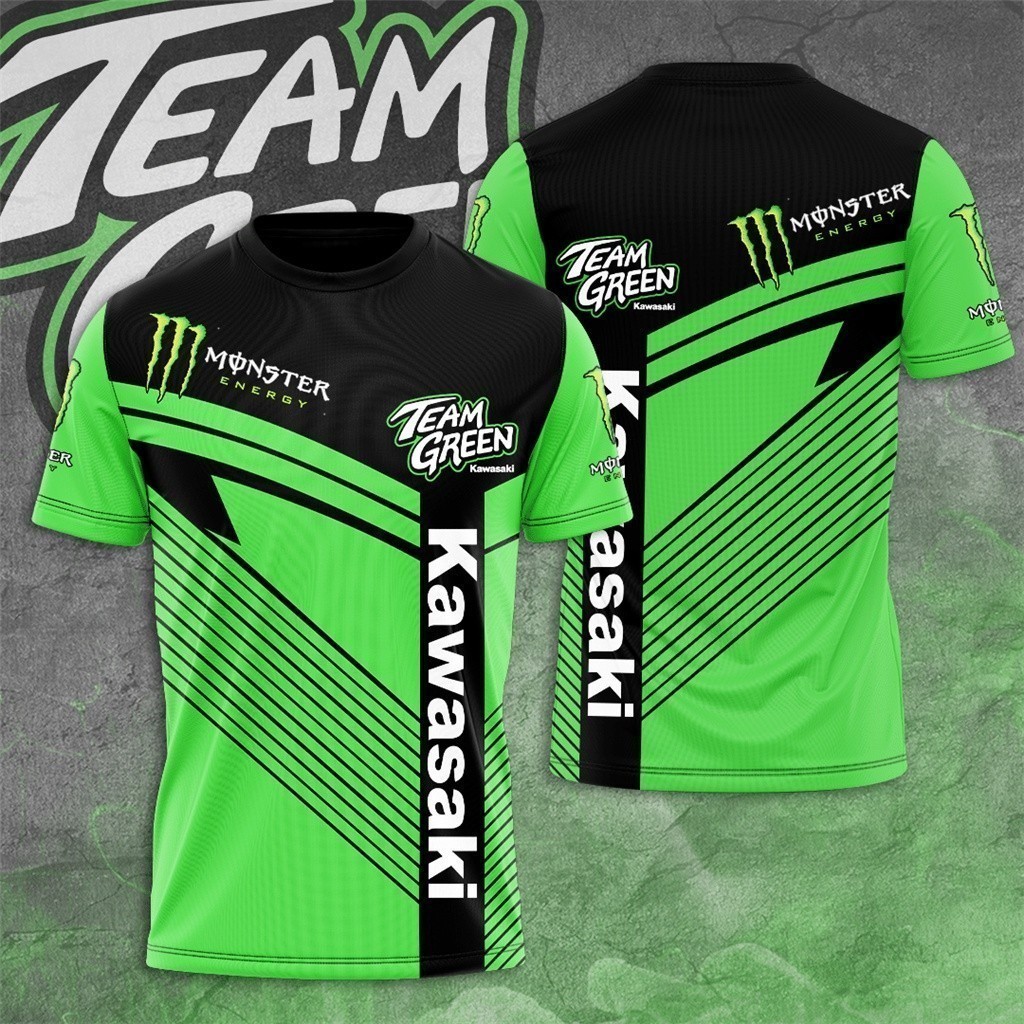 Áo thun nam mùa hè xe máy Kawasaki áo đội đua