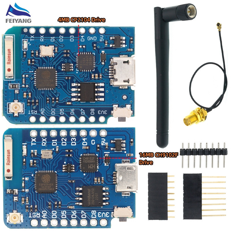 Bo Mạch Ăng Ten WEMOS D1 Mini Pro 4M 16M ESP8266 ESP-8266EX CP2104 WIFI