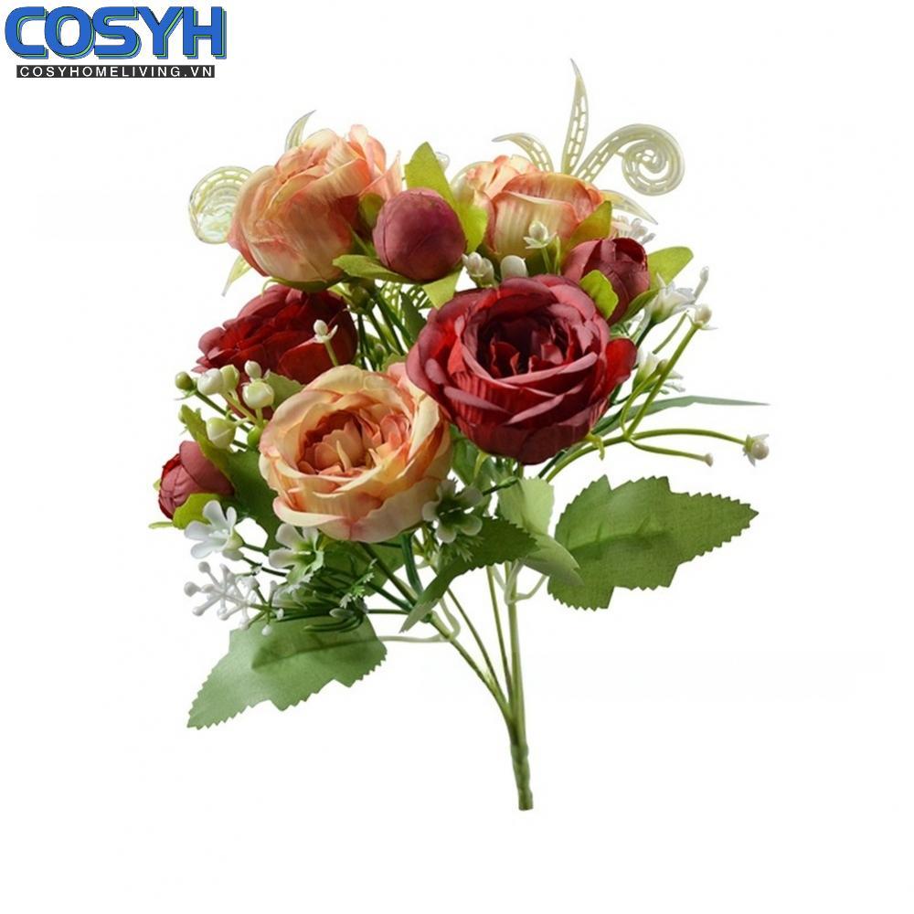 <cosyh>Silk Peony Bouquet Lifelike Petals Realistic Peony Blooms Sturdy Wire Stems