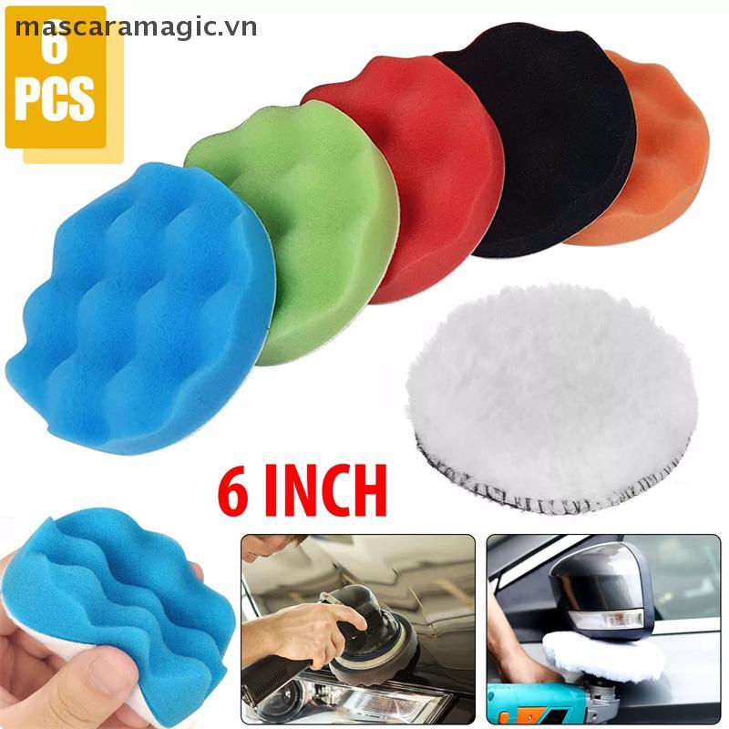 MCVN 6 Pa 6 Inch pound Miếng đánh bóng đánh bóng Bộ miếng bọt biển cắt cho máy đánh bóng ô tô Sáp bọ