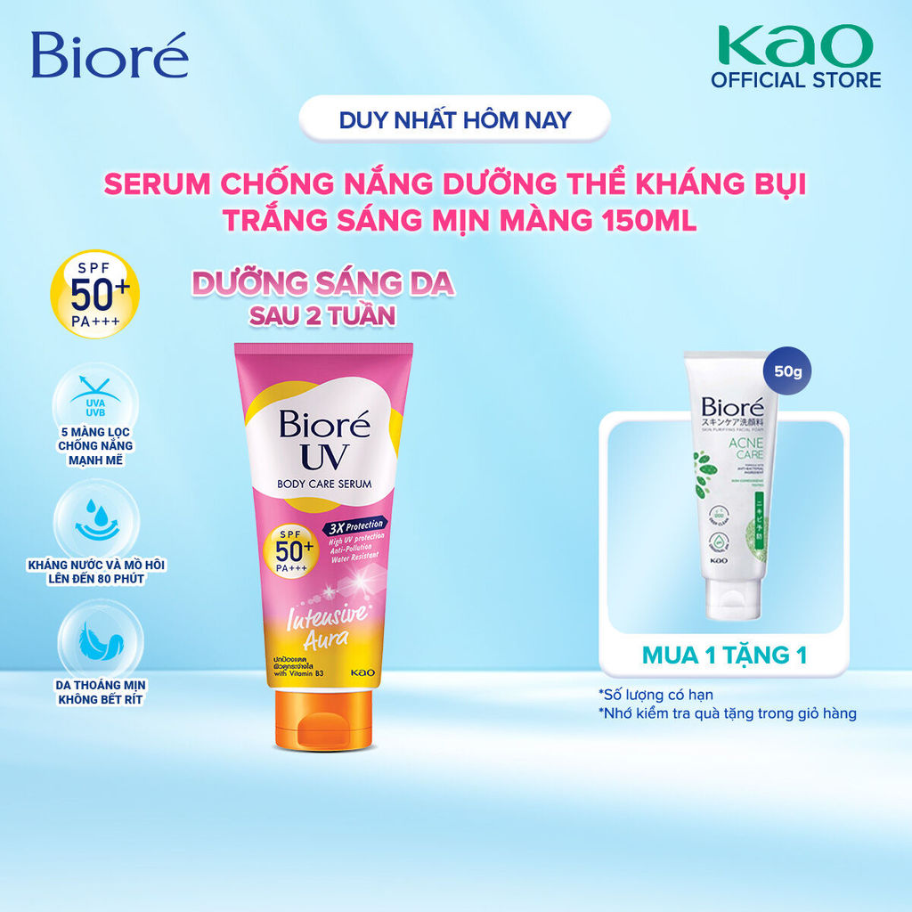 [Tặng sữa rửa mặt Full-size] Serum Chống Nắng Dưỡng Thể Kháng Bụi - Trắng Sáng Mịn Màng Biore 150ml