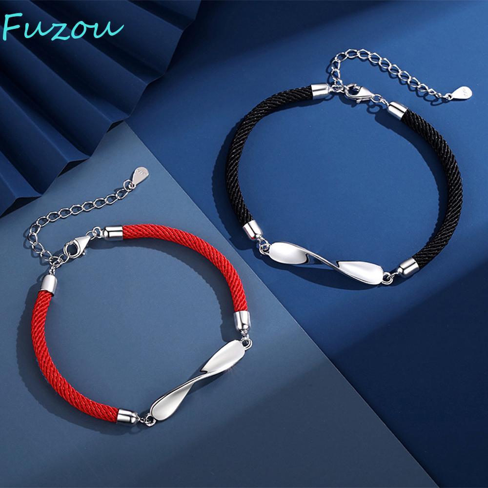 FUJIOU Cặp Đôi Vòng Tay Nữ Lãng Mạn Mãi Tình Yêu Dệt Dây Sóng Nam Mobius Nhẫn