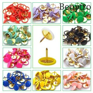 BENYTRO 100 Cái Tacks, Bảng Thông Báo Tacks Điểm Chân Đẩy Tròn, Bảng Màu Kim Loại Vẽ Đầu Tròn Trang Trí Ngón Tay Cái