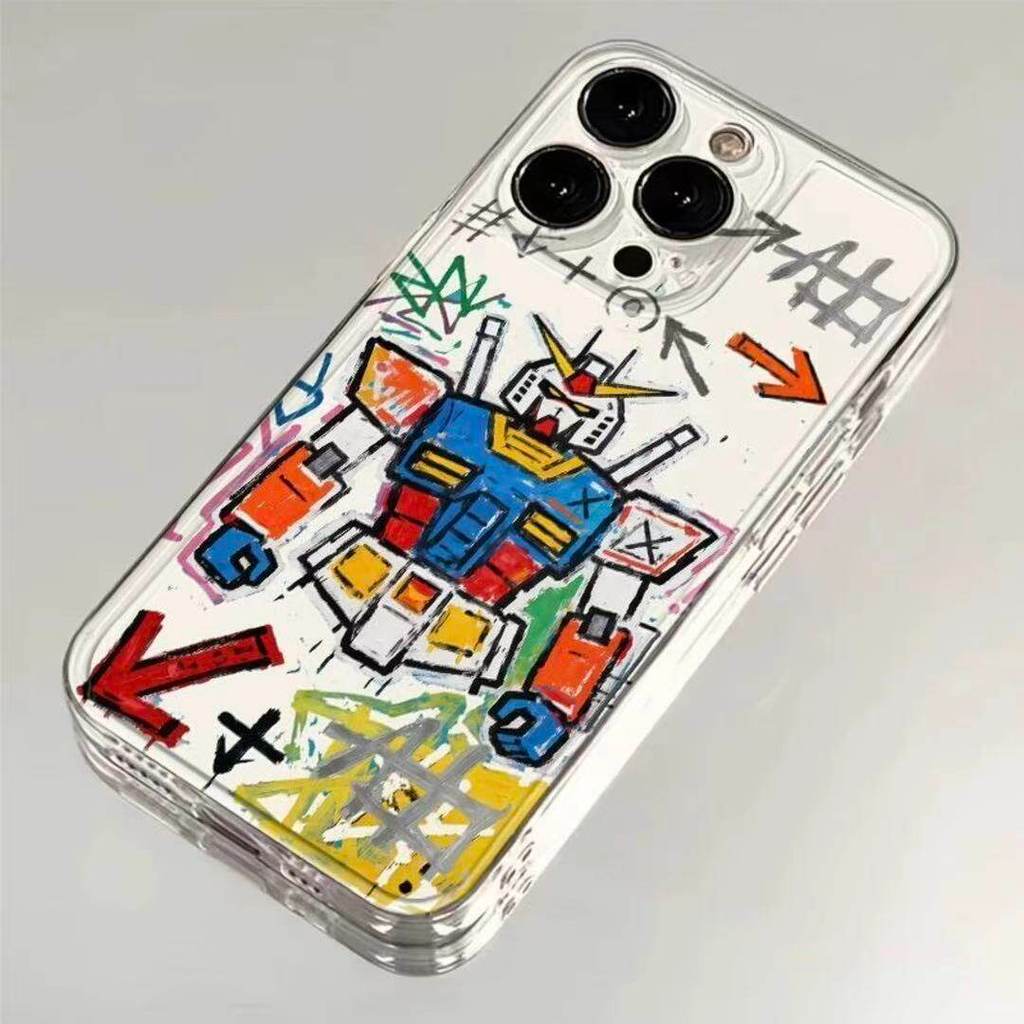 Graffiti Vẽ Tay Gundam Thích Hợp Cho Apple 17 Vỏ Điện Thoại iPhone15promax Phong Cách Mới 16 Huawei 