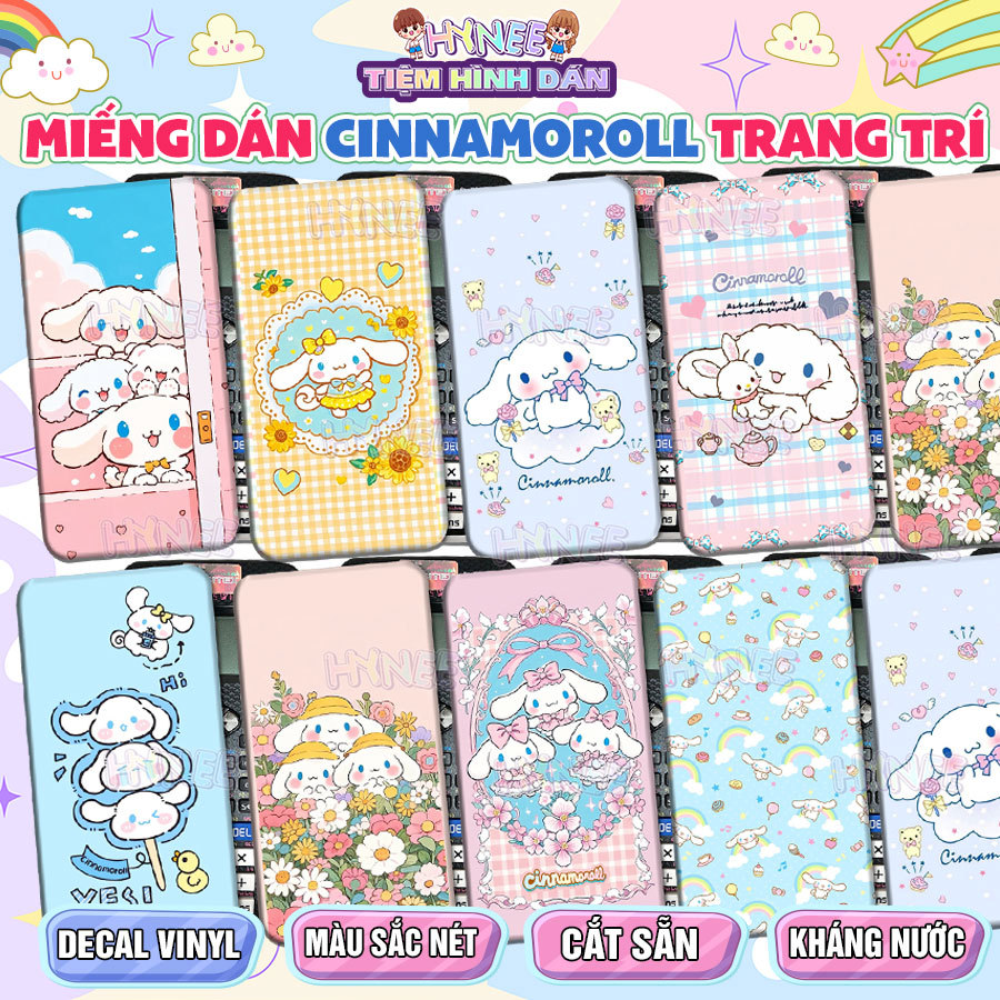 Sticker Cinnamoroll Cute Dùng Trang Trí Máy Tính Cầm Tay, Bình Nước, Laptop... Skin Dán Máy Tính Cầm