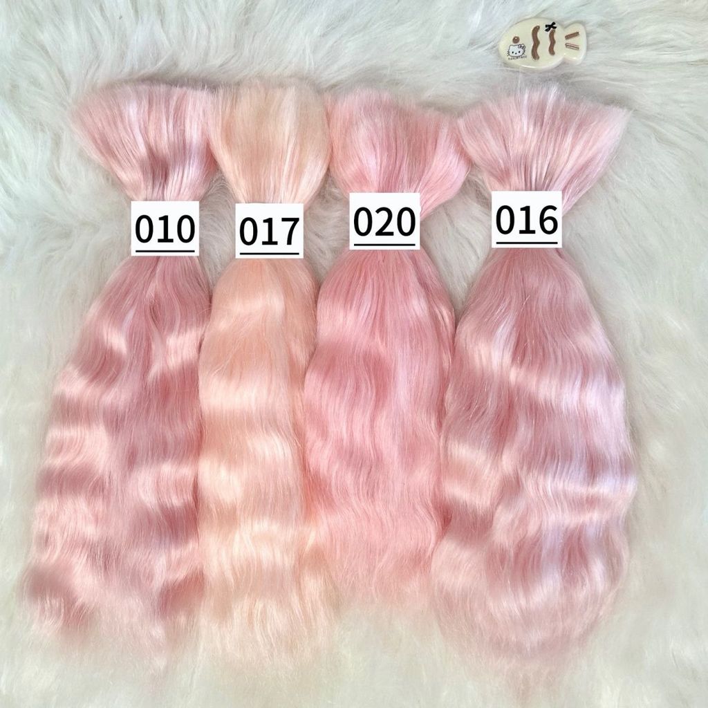 Nhập Khẩu Mohair Tóc Giả bjd Tóc Chải Tóc Nguyên Bản Màu Hồng Mohair