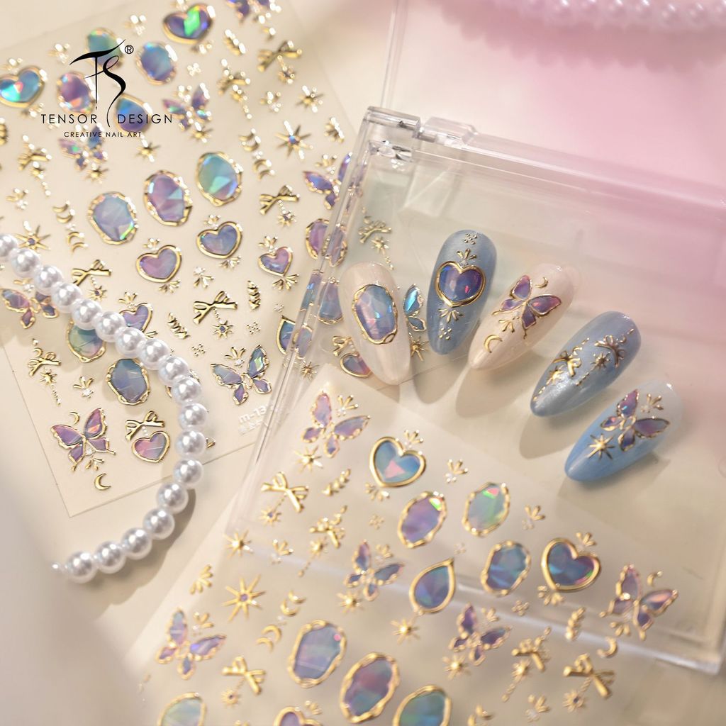 [Meow.Sensei] TENSOR Jasmine Season Light Luxury Palace Style Gem Làm Móng Tay Miếng Dán M1389 Fanta