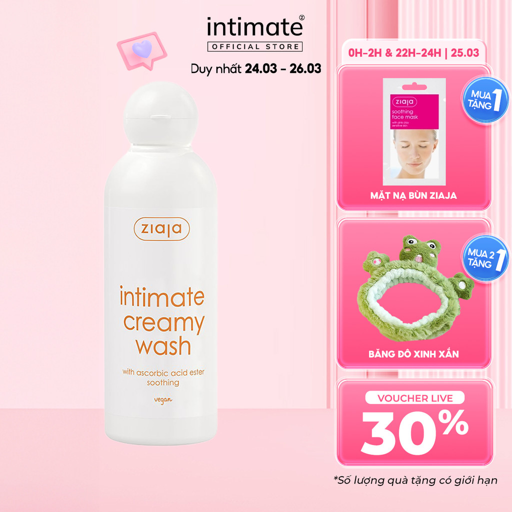 Dung Dịch Vệ Sinh Phụ Nữ Intimate With Ascorbic Acid ZIAJA Giảm Mùi Hôi, Hỗ Trợ Làm Sáng 200ml