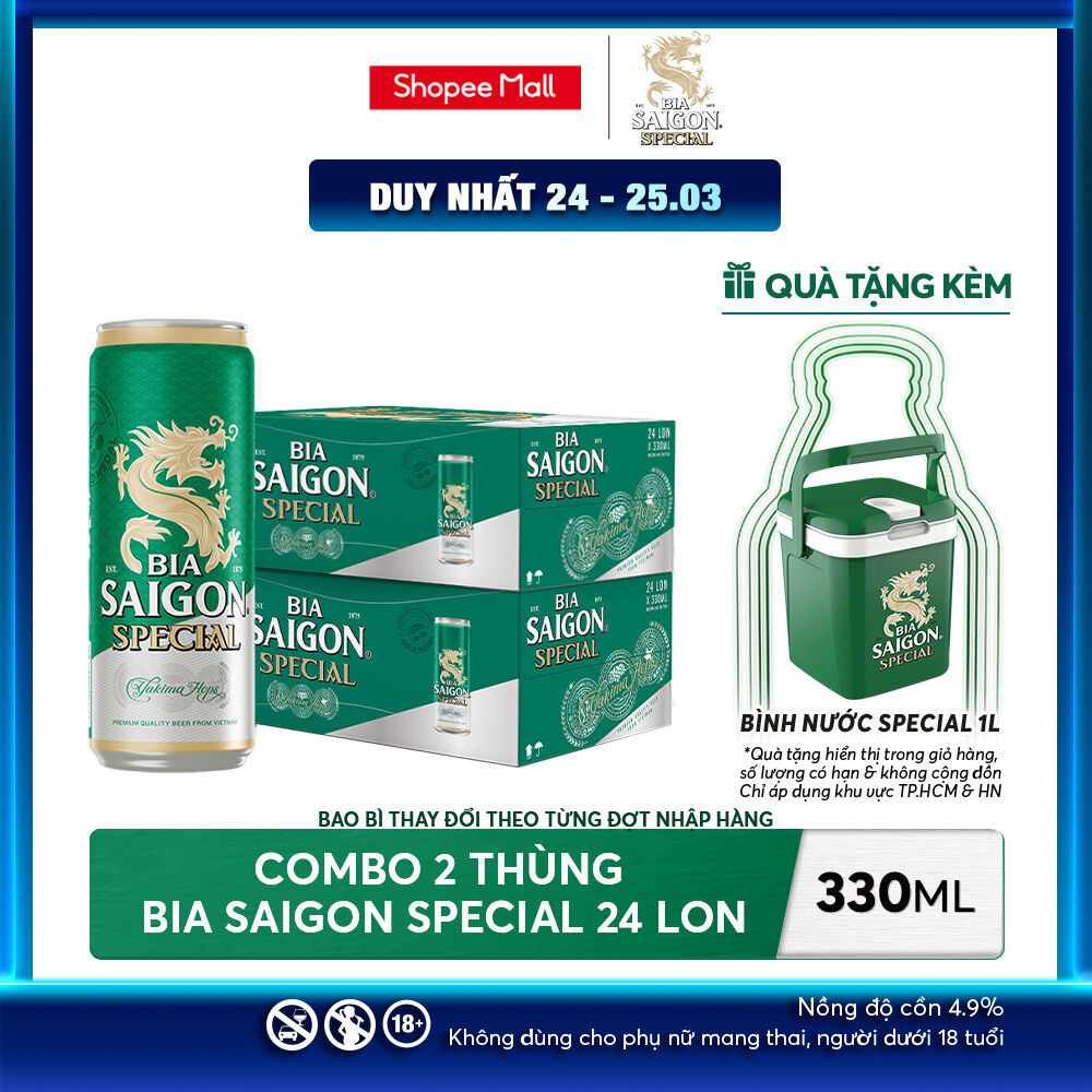 Nồng Độ Cồn 4.9% - Combo 2 Thùng 24 Lon Bia Sài Gòn Special 330ml