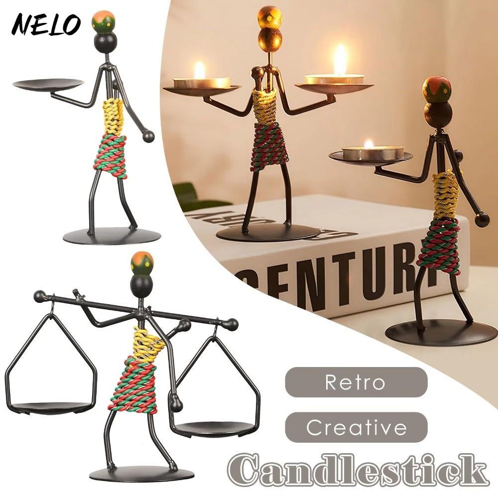 NELO 1 Chân Nến, Kim Loại Handmade Sắt Nến, Sáng Tạo Knick-knack Đạo Cụ Lãng Mạn Đèn Nến Trang Trí N