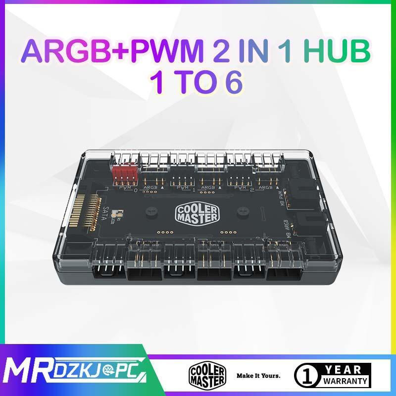 Cooler Master Hub ARGB + PWM 2 trong 1 HUB 1 Đến 6 Cổng Mở Rộng 3 Pin 5V RGB