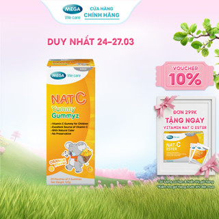 Thực phẩm bảo vệ sức khỏe NAT C Yummy Gummyz (hương cam) bổ sung Vitamin C hằng ngày (Hộp 25 túi 2 viên)