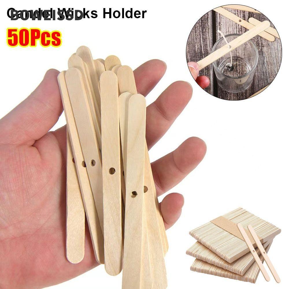 BOWEISSD 50 Cái Giá đỡ bấc Candel, Dụng cụ làm candel bằng gỗ DIY, Thiết bị định tâm 114mm Thủ công 