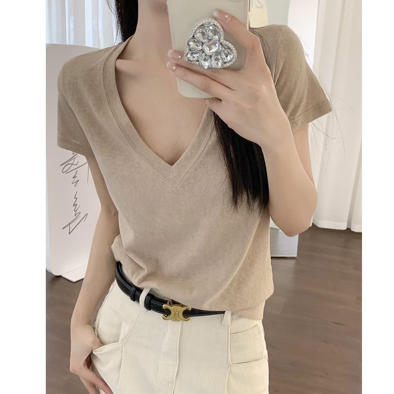 Áo chống nắngTrễ Vai Ovesize mỏng cổ chữ V màu trắng Hàn Quốc dành cho nữ | BigBuy360 - bigbuy360.vn