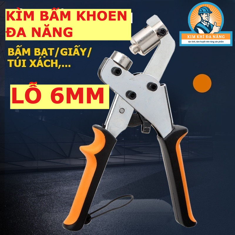 Kìm Bấm Khoen 6mm (6 Ly) + 100 Khoen Ô Rê Mạ Kẽm – Kìm Bấm Mắt Cáo Cho Bạt Hiflex, Da, Giấy, Đồ Hand