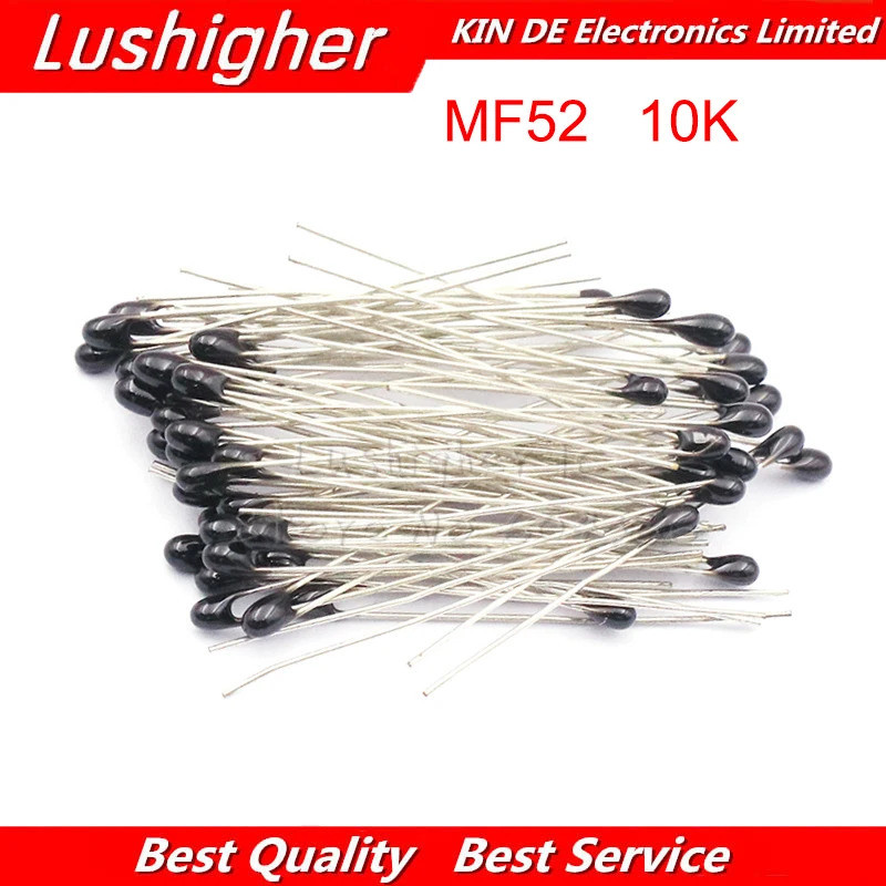 100 chiếc 10k OHM NTC MF52AT 3950 Điện trở nhiệt NTC-MF52AT MF52 10K + / -1% Điện trở nhiệt