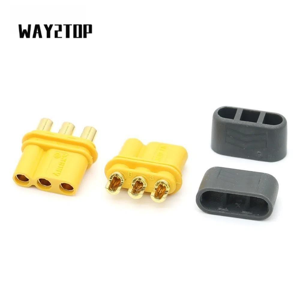 Đầu nối WAY2TOP MR30, phích cắm pin LiPo màu vàng đen có thể gắn được, nhựa có vỏ bọc AMASS MR30 cho