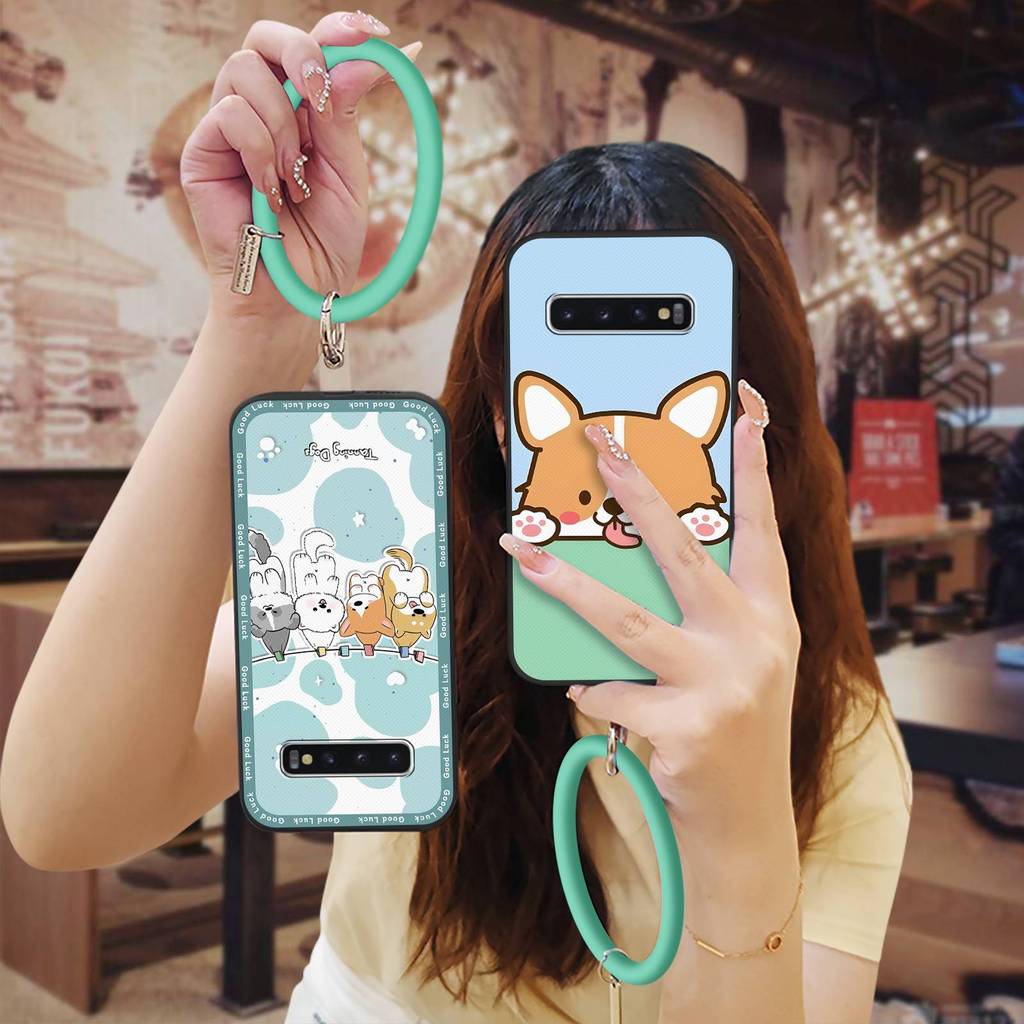 Sáng Tạo Chống Bụi Bẩn Ốp lưng Samsung Galaxy S10 / SM-G973N Thanh Niên Bảo Vệ Tản Nhiệt Hoạt Hình V