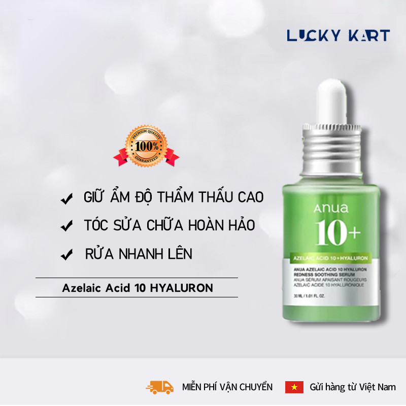 【ANUA】Azelaic Acid 10% + Hyaluronic Acid 30ml - Làm dịu，Giảm Thâm Tím & Kết Hợp Ngừa Thâm Mới Hiệu Q