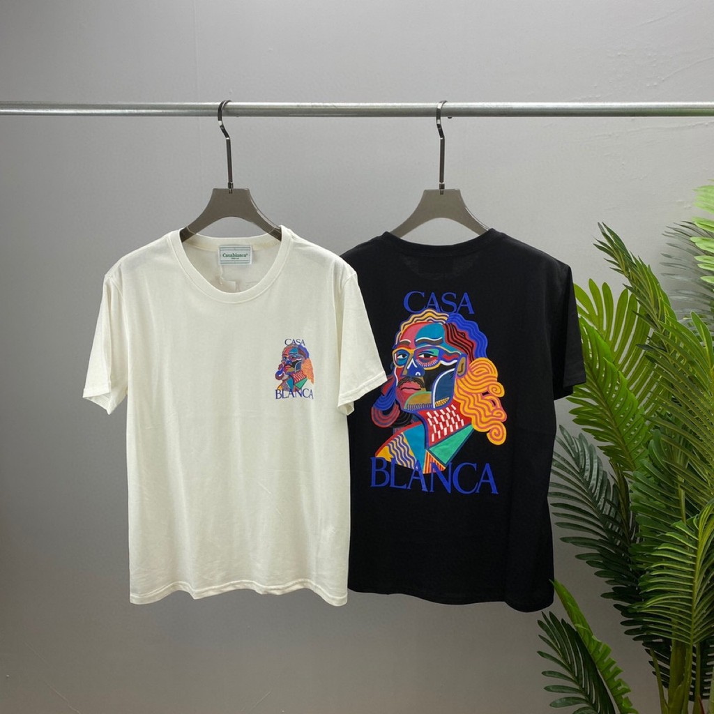 DKKS  CASABLANCA  Short Sleeve T Shirt Portrait Letter Print Pattern Unisex Top Inner Wear