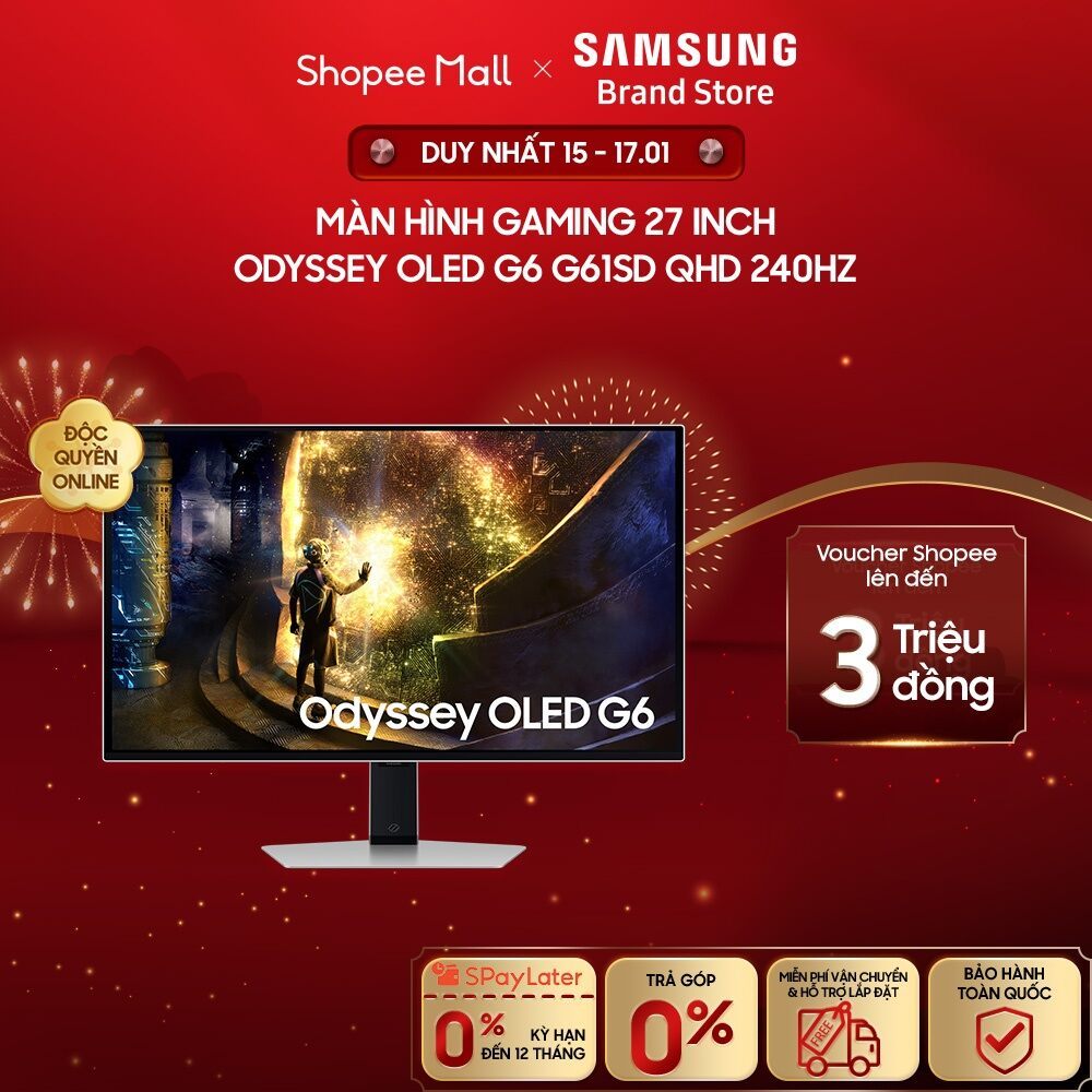 [FREE SHIP] Màn Hình Gaming Samsung 27 Inch Odyssey OLED G6 G61SD QHD 240Hz LS27DG610SEXXV