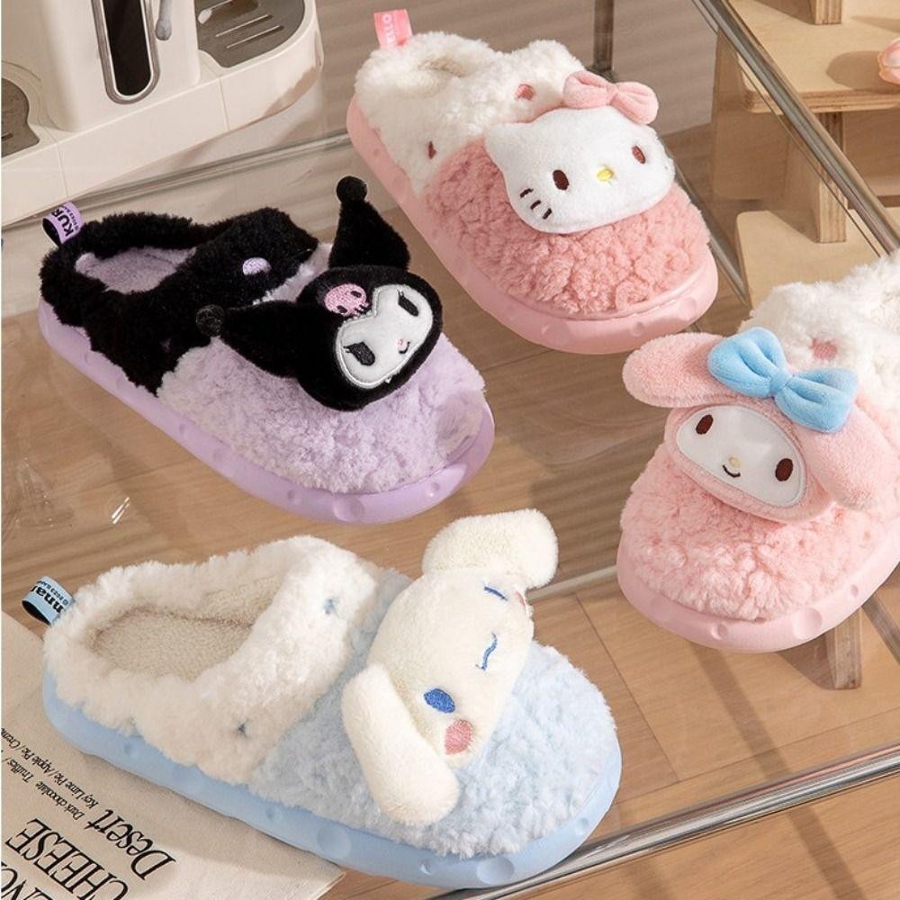 Dép Bông Sanrio Mùa Đông | Kuromi Kitty Cinnamoroll Kawaii | Maxhome Gia Dụng