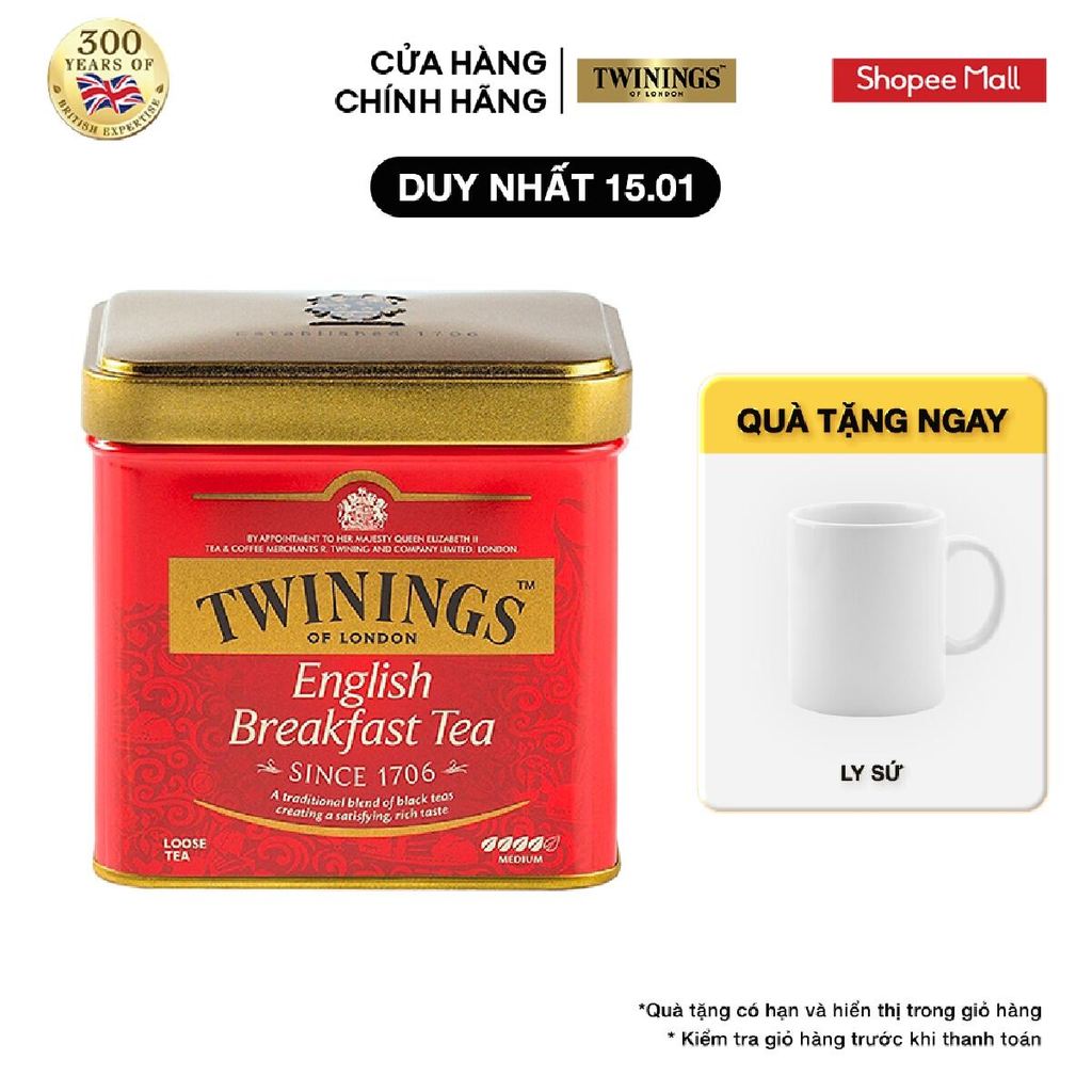 Trà Lá Twinings English Breakfast - Hộp Thiếc 100G